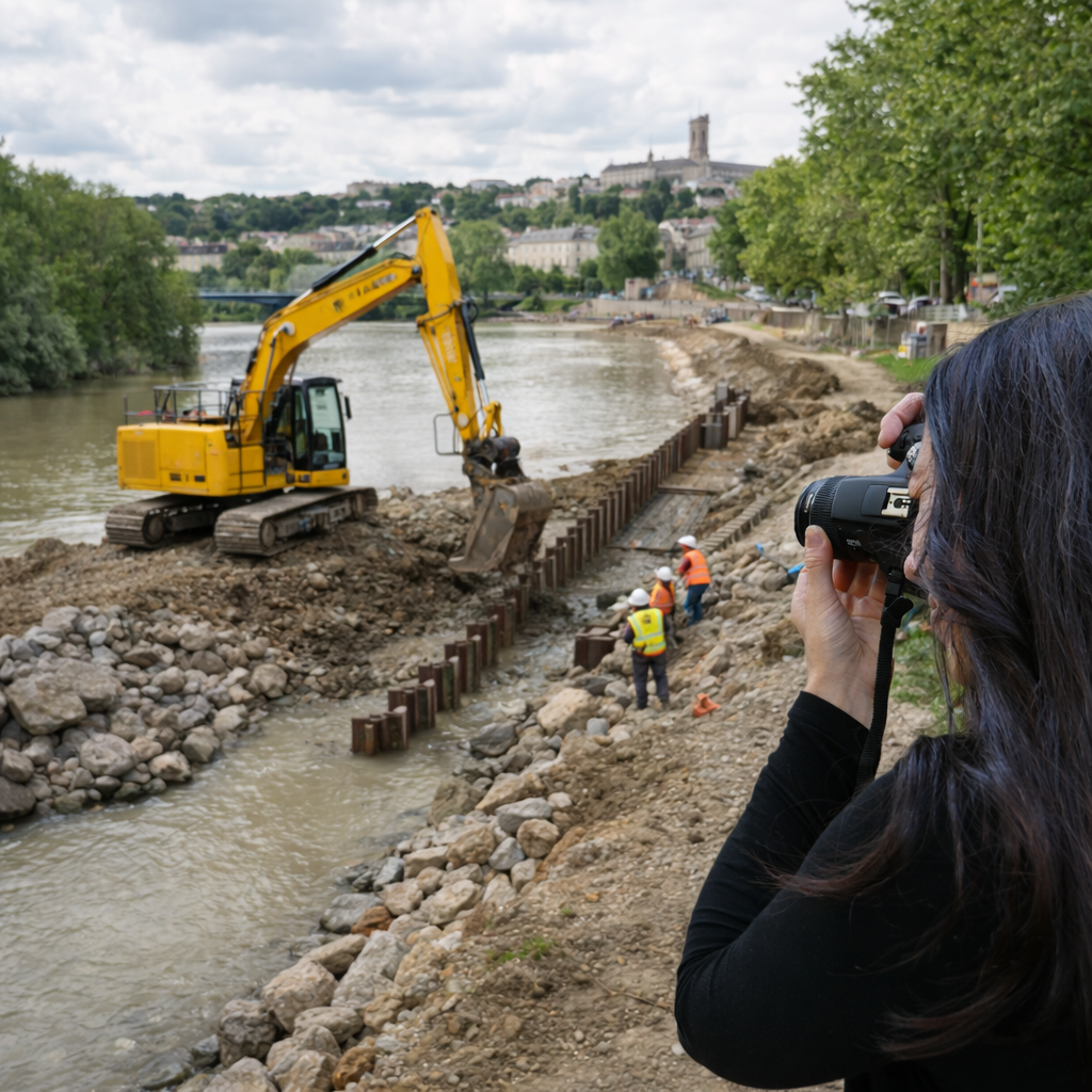 photographe chantier travaux bord riviere du Gers photographe chantier travaux rivière Gers